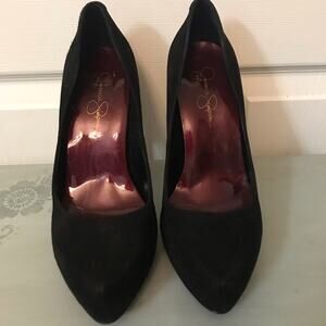 Jessica Simpson black suede high heel pumps